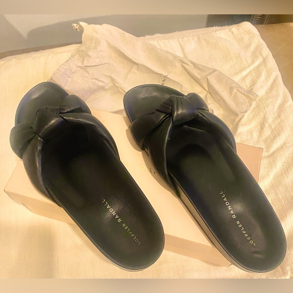 Loeffler Randall Black Knotted Slide Sandals